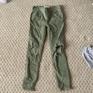 Free People army green skinny jeans